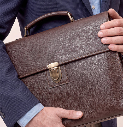 Maleta Executiva Vintage de Couro Legítimo Slim Masculina