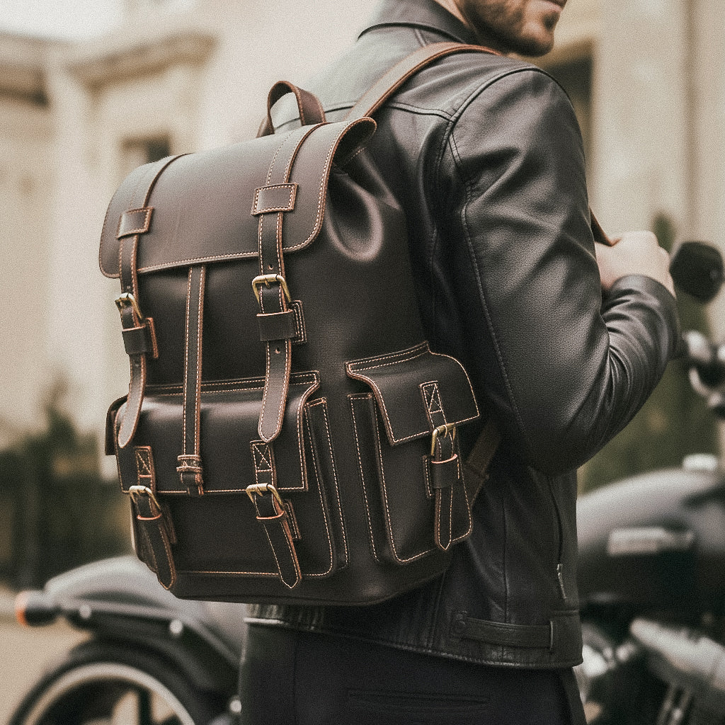 Mochila Couro Legítimo Executiva Escuro