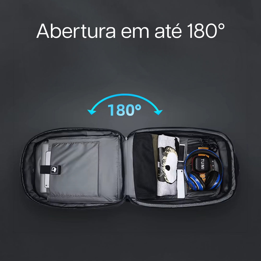 Mochila AntiFurto Impermeável Porta USB Expansível 20L a 35L