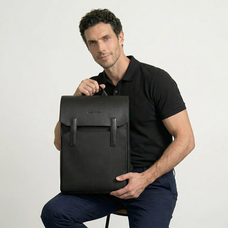 Mochila de Couro Impermeável com 15,6 polegadas