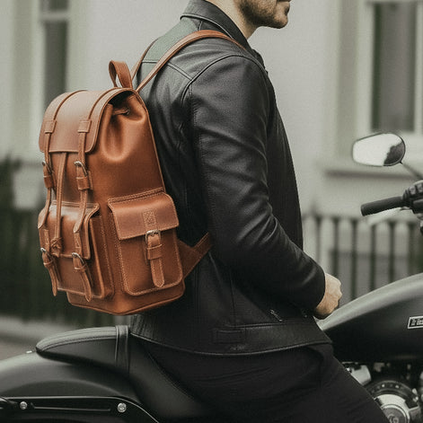 Mochila Executiva em Couro Legítimo Marrom Claro