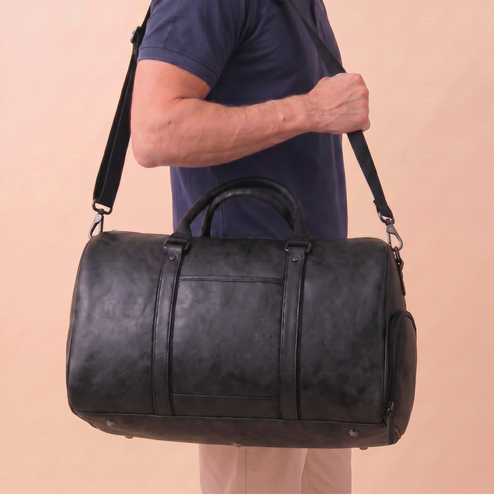 Mala Executiva de Couro Vegano Preto 35L