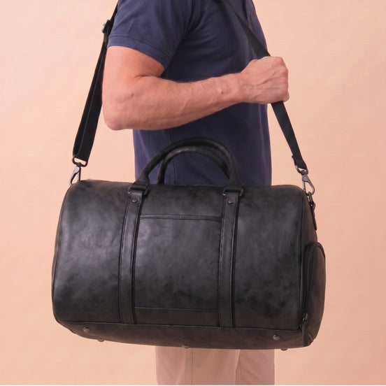 Mala Executiva de Couro Vegano Preto 35L