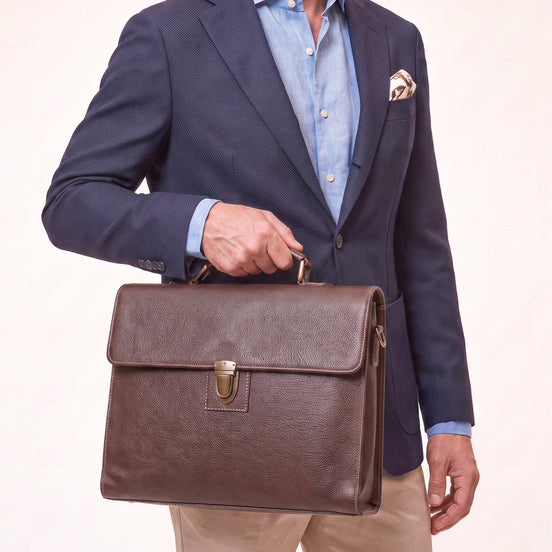 Maleta Executiva Vintage de Couro Legítimo Slim Masculina