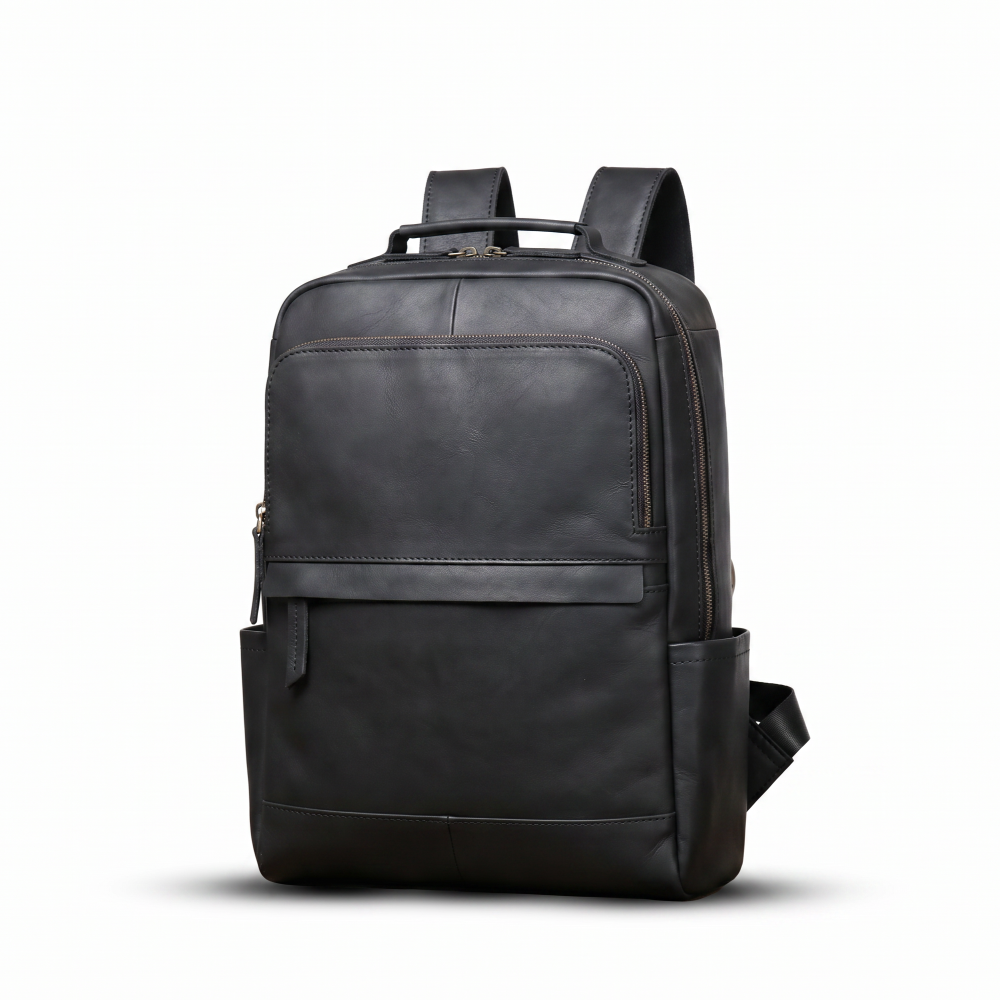 Mochila Executiva em Couro Legítimo Compacta Preto