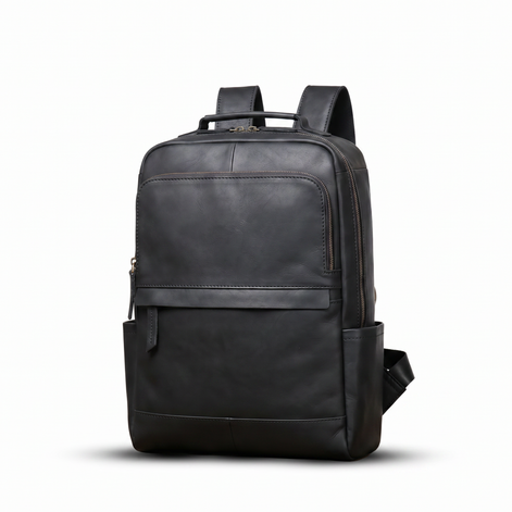 Mochila Executiva em Couro Legítimo Compacta Preto