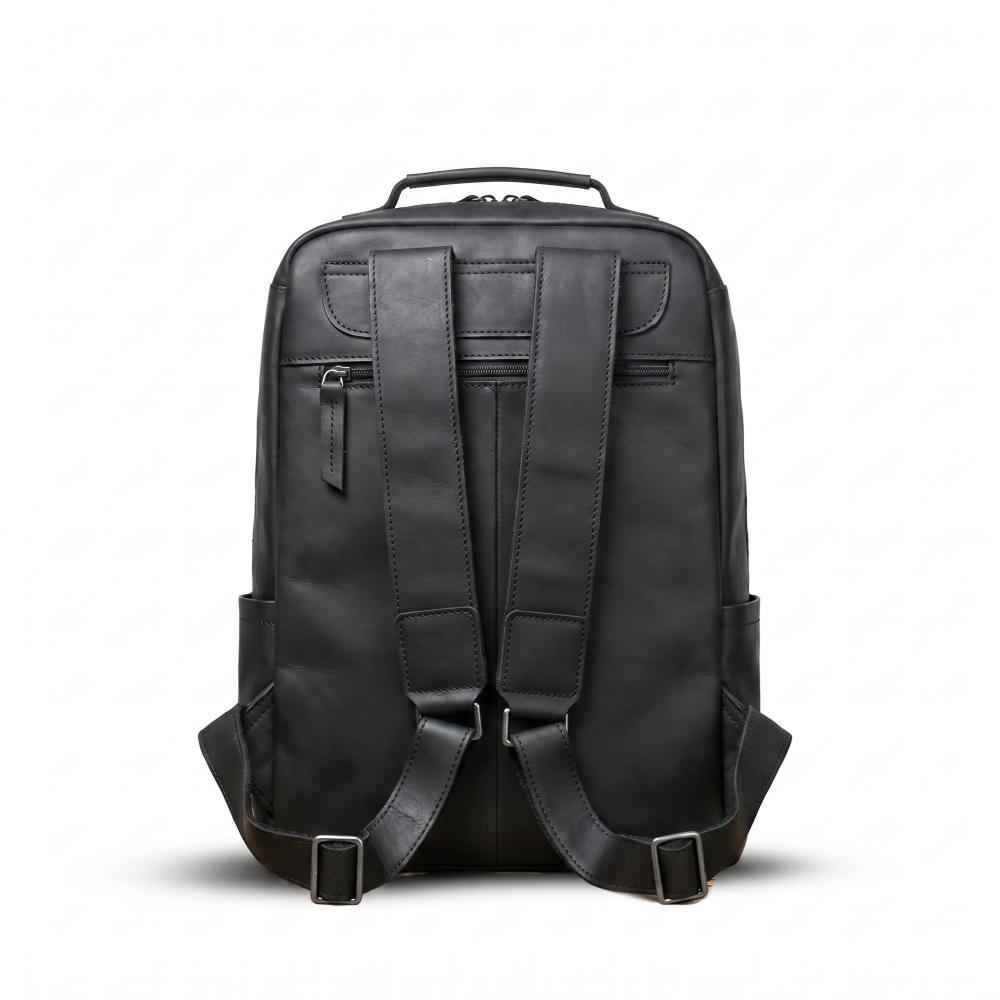 Mochila Executiva em Couro Legítimo Compacta Preto