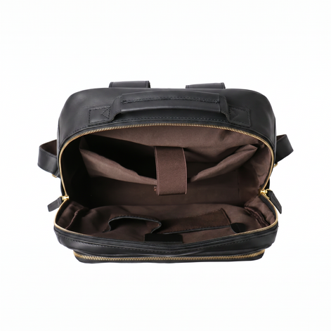 Mochila Executiva em Couro Legítimo Compacta Preto