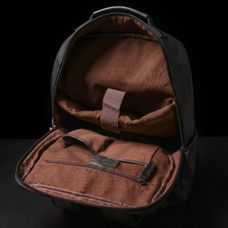 Mochila Executiva em Couro Legítimo Compacta Preto