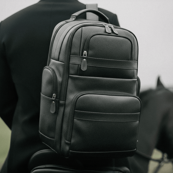 Mochila Executiva de Couro Legítimo Preto Hephaestus