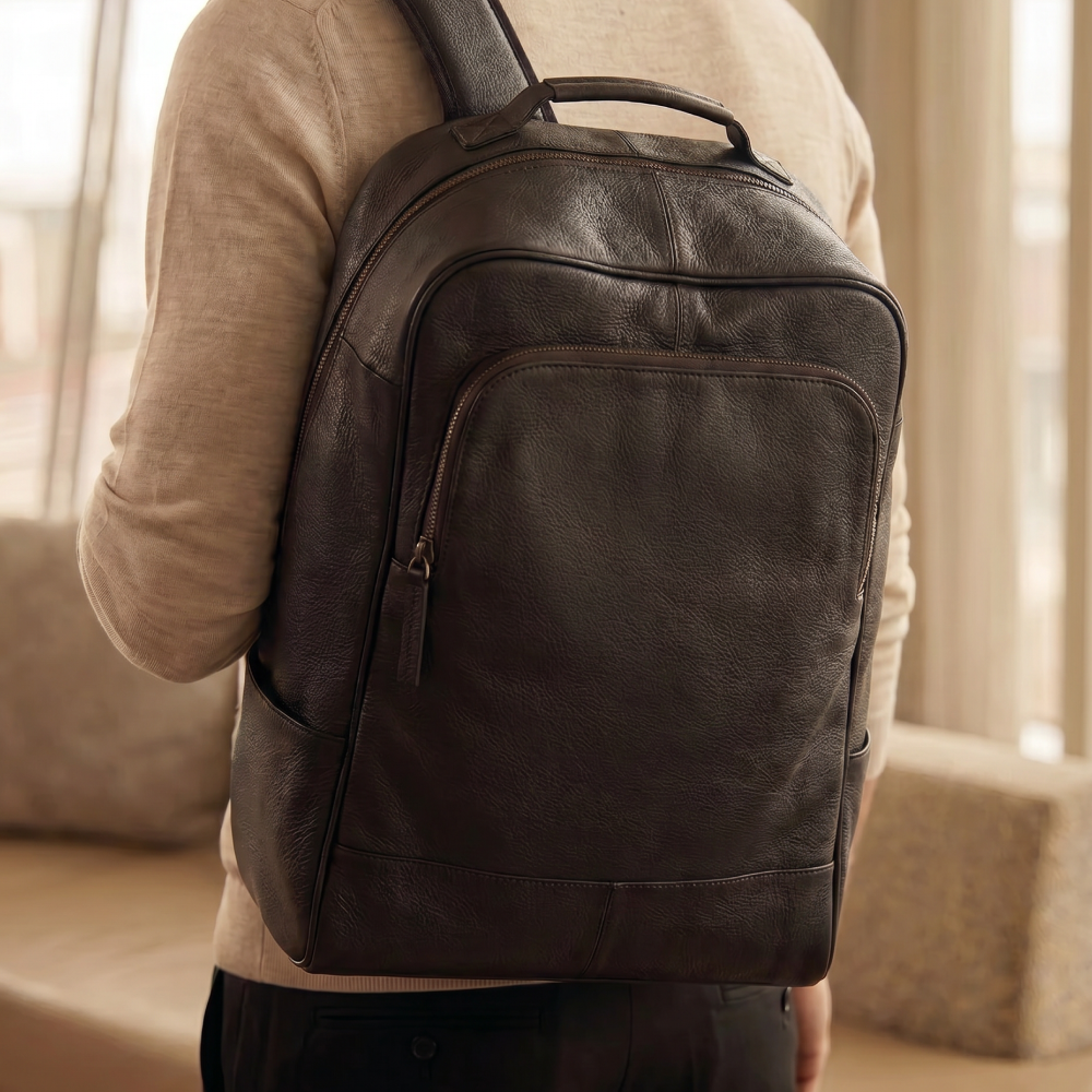Mochila de Couro Legítimo Masculina Full Grain Premium