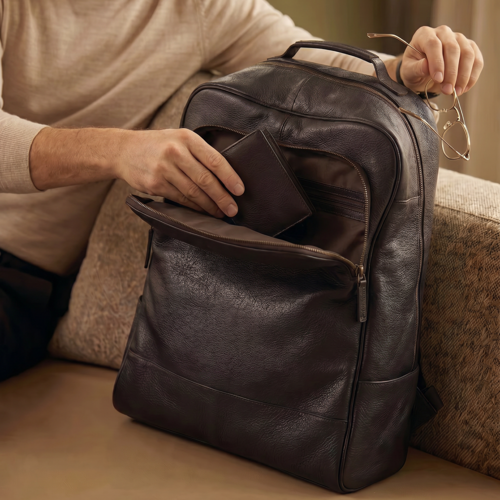 Mochila de Couro Legítimo Masculina Full Grain Premium