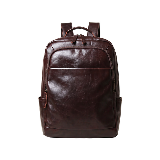 Mochila de Couro Legítimo Masculina Notebook 16 polegadas