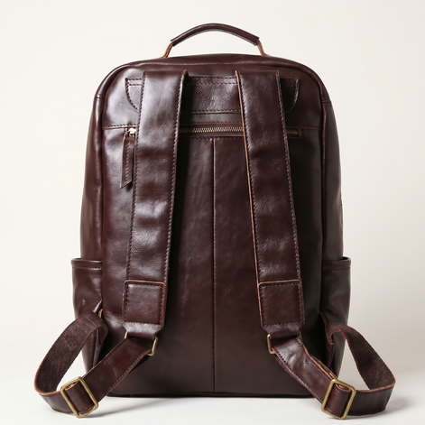 Mochila de Couro Legítimo Masculina Notebook 16 polegadas