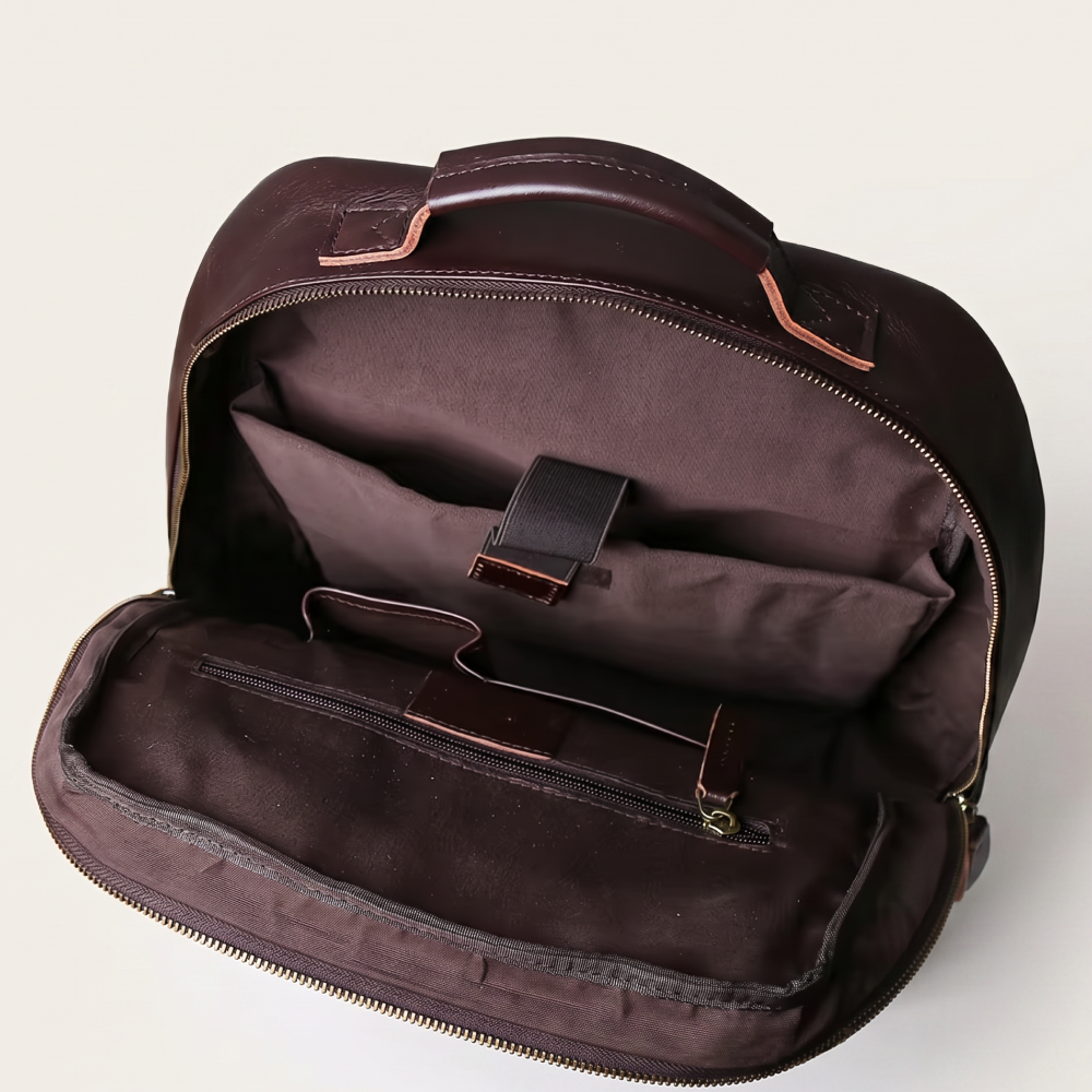 Mochila de Couro Legítimo Masculina Notebook 16 polegadas