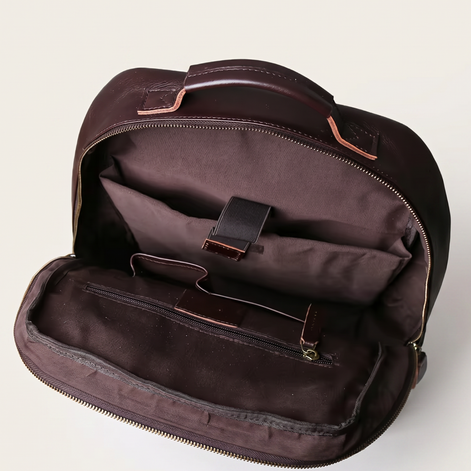 Mochila de Couro Legítimo Masculina Notebook 16 polegadas