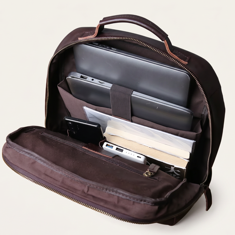 Mochila de Couro Legítimo Masculina Notebook 16 polegadas