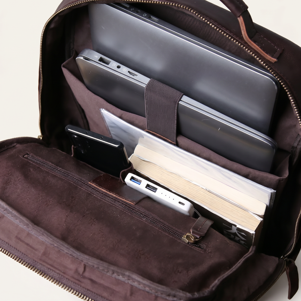 Mochila de Couro Legítimo Masculina Notebook 16 polegadas