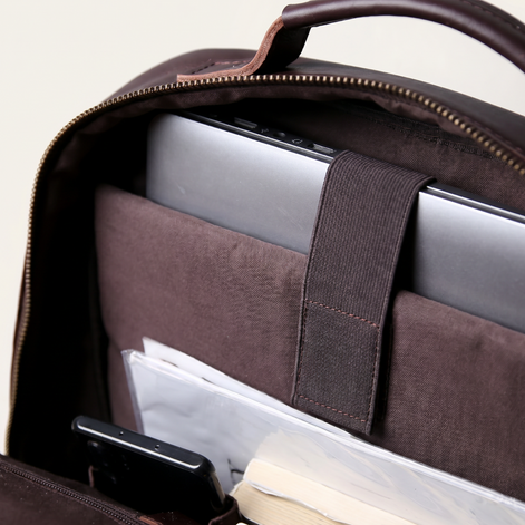 Mochila de Couro Legítimo Masculina Notebook 16 polegadas