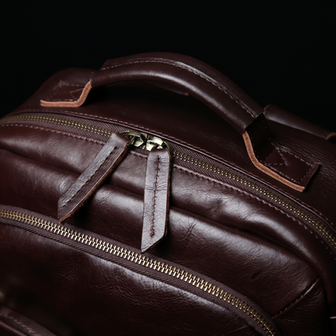 Mochila de Couro Legítimo Masculina Notebook 16 polegadas
