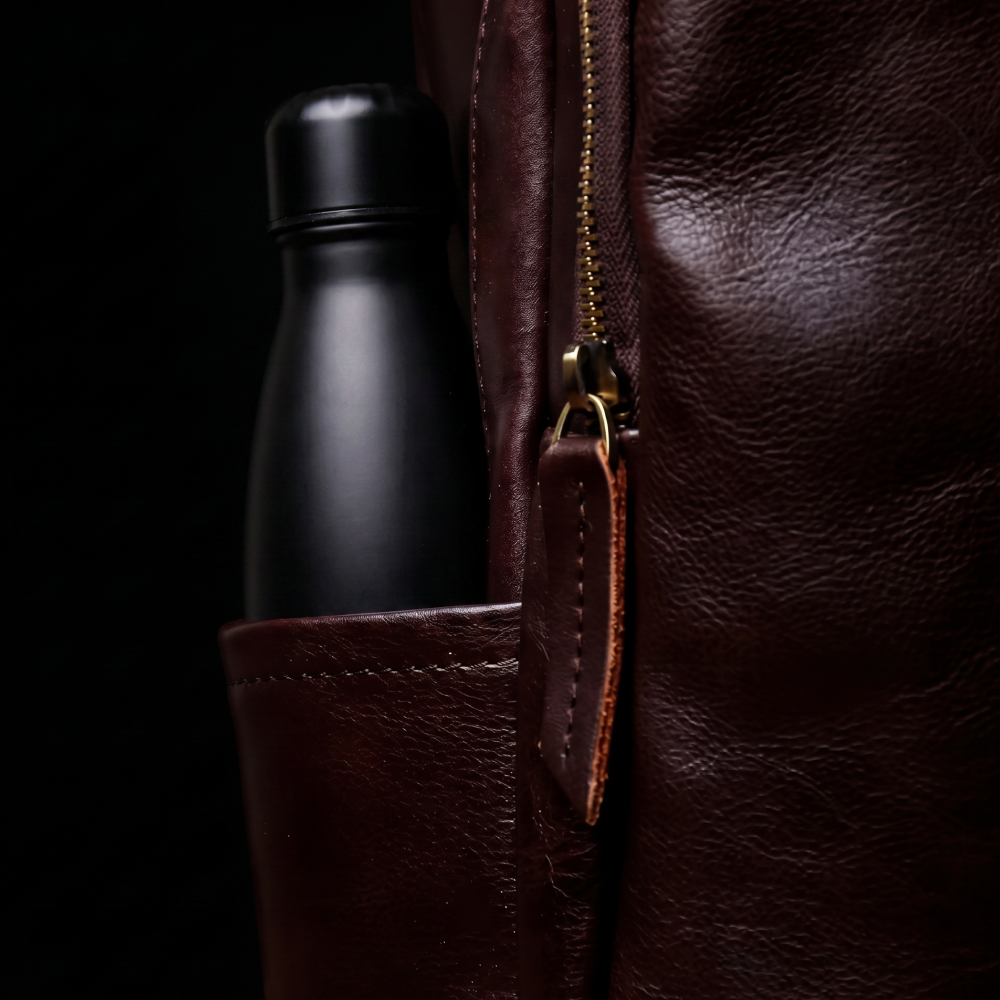 Mochila de Couro Legítimo Masculina Notebook 16 polegadas