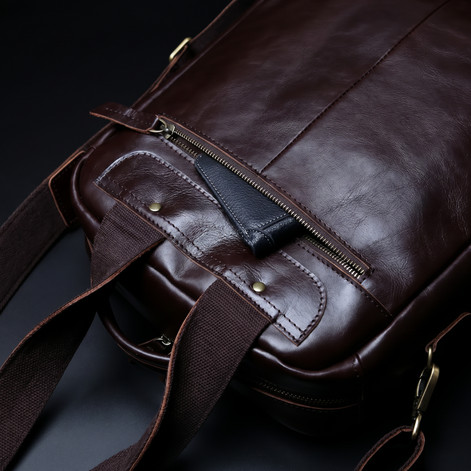 Mochila de Couro Legítimo Masculina Notebook 16 polegadas