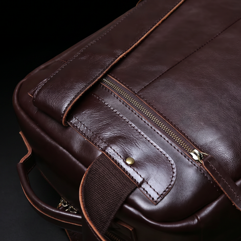Mochila de Couro Legítimo Masculina Notebook 16 polegadas