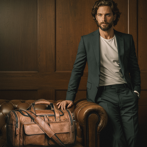 Mala de Viagem de Couro Legítimo Hephaestus