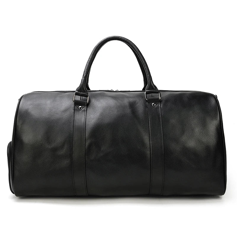 Mala de Viagem de Couro Legítimo Personalizado Preto