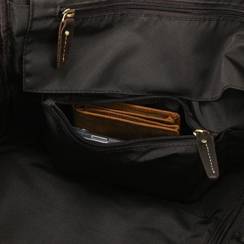 Mala Executiva de Couro Legítimo 35L Marrom Claro Hephaestus