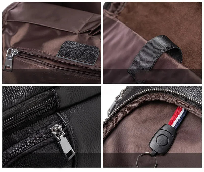 Mochila Executiva de Couro Legítimo Preto Hephaestus