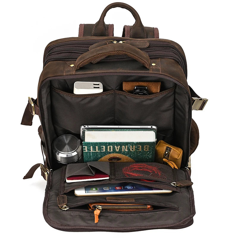 Mochila Executiva de Couro Legítimo Marrom