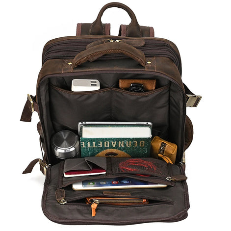 Mochila Executiva de Couro Legítimo Marrom