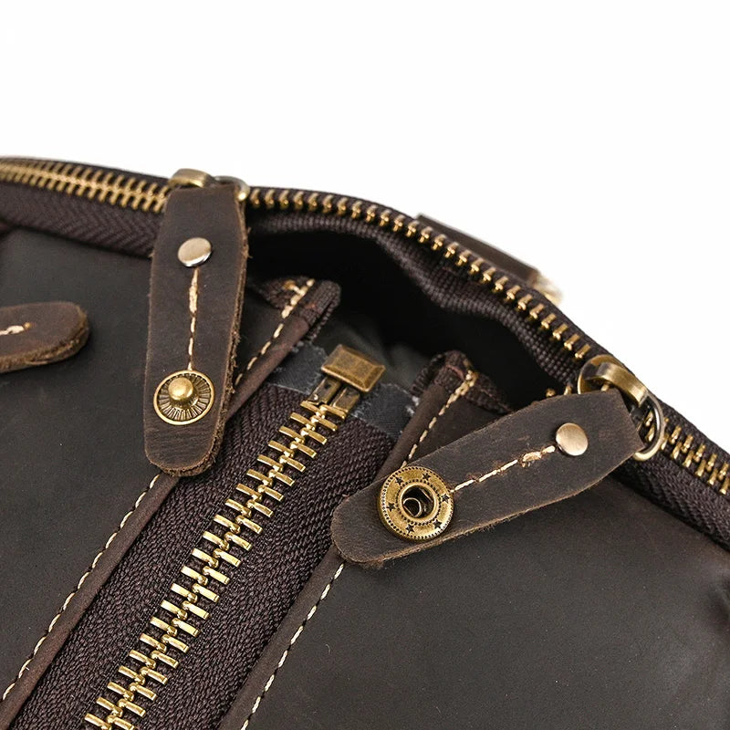 Mala Executiva de Couro Legítimo 35L Marrom Claro Hephaestus