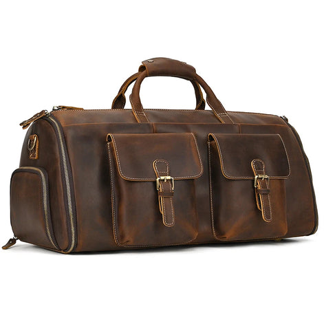 Mala Executiva de Couro Legítimo 35L Marrom Claro Hephaestus