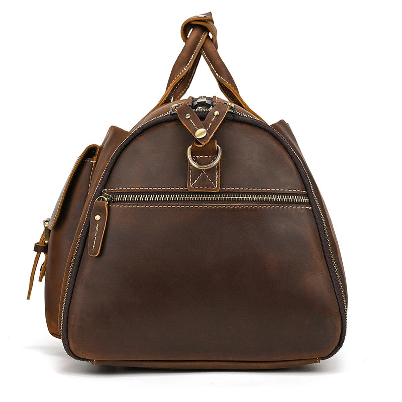 Mala Executiva de Couro Legítimo 35L Marrom Claro Hephaestus