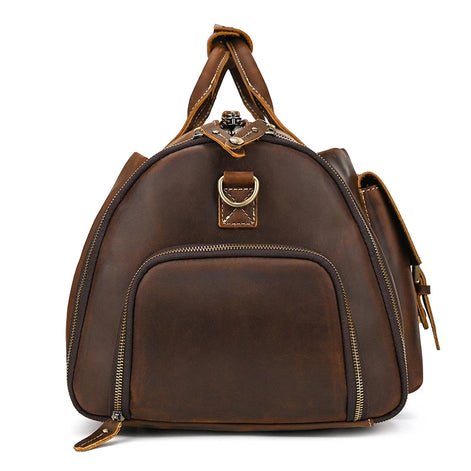 Mala Executiva de Couro Legítimo 35L Marrom Claro Hephaestus