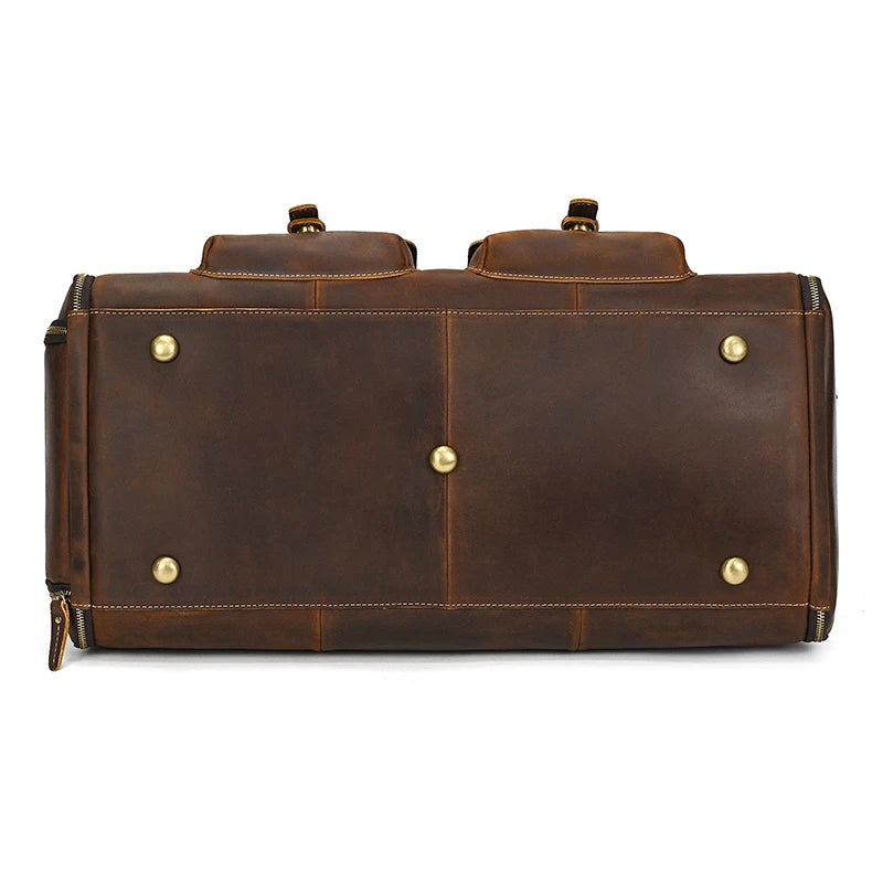 Mala Executiva de Couro Legítimo 35L Marrom Claro Hephaestus