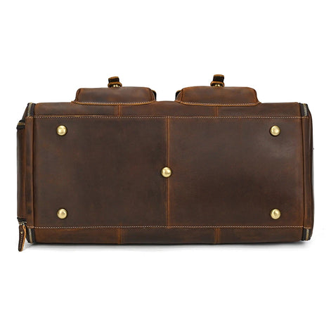 Mala Executiva de Couro Legítimo 35L Marrom Claro Hephaestus