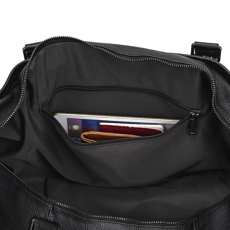 Mala de Viagem de Couro Legítimo Personalizado Preto