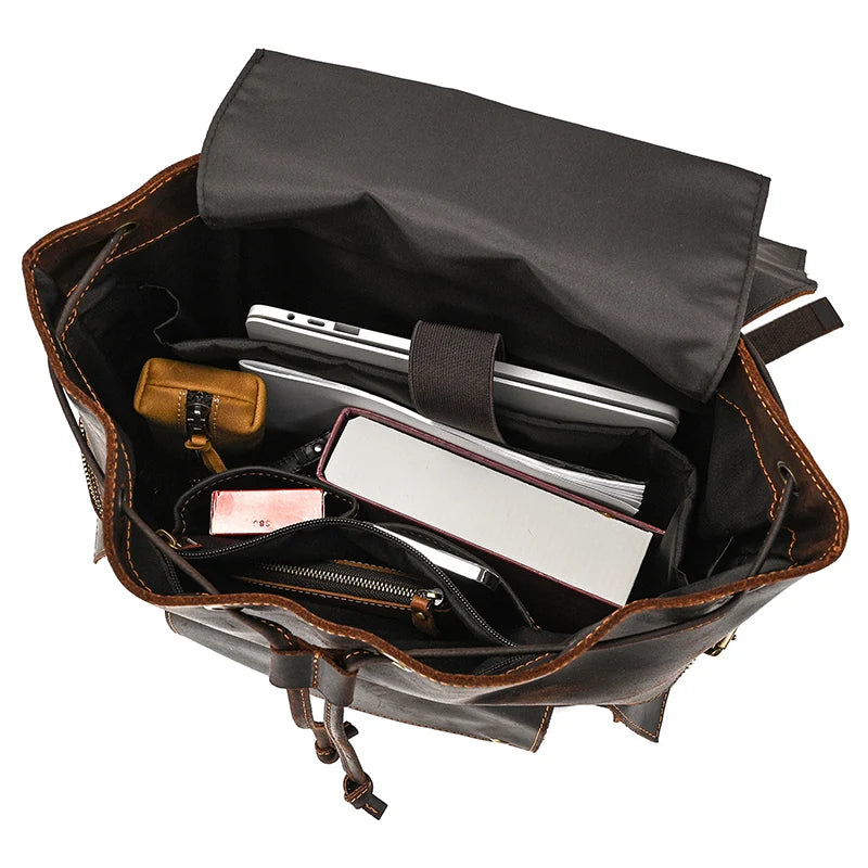 Mochila Executiva em Couro Legítimo Marrom Escuro