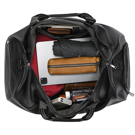 Mala de Viagem de Couro Legítimo Personalizado Preto