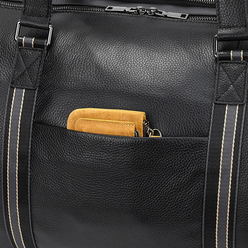 Mala de Viagem de Couro Legítimo Personalizado Preto