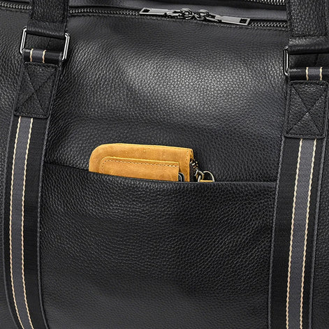 Mala de Viagem de Couro Legítimo Personalizado Preto