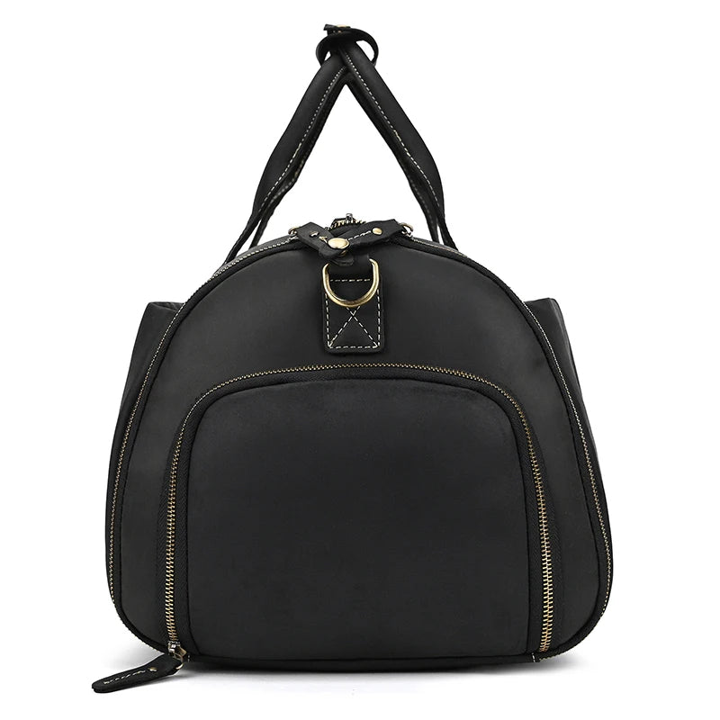 Mala de Viagem de Couro Legítimo Preto Hephaestus Titan