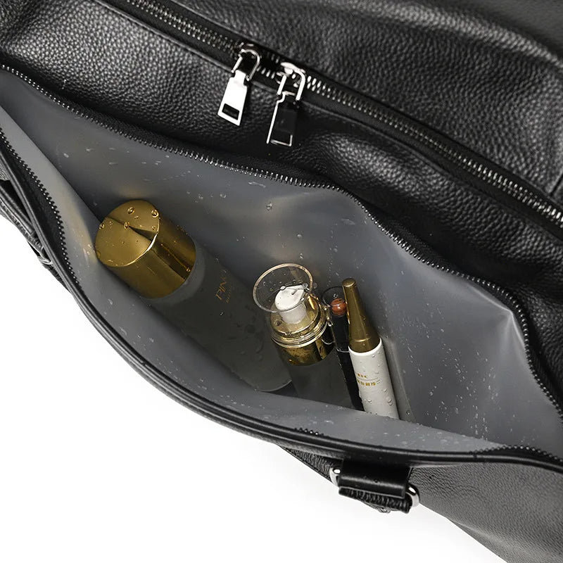 Mala de Viagem de Couro Legítimo Personalizado Preto