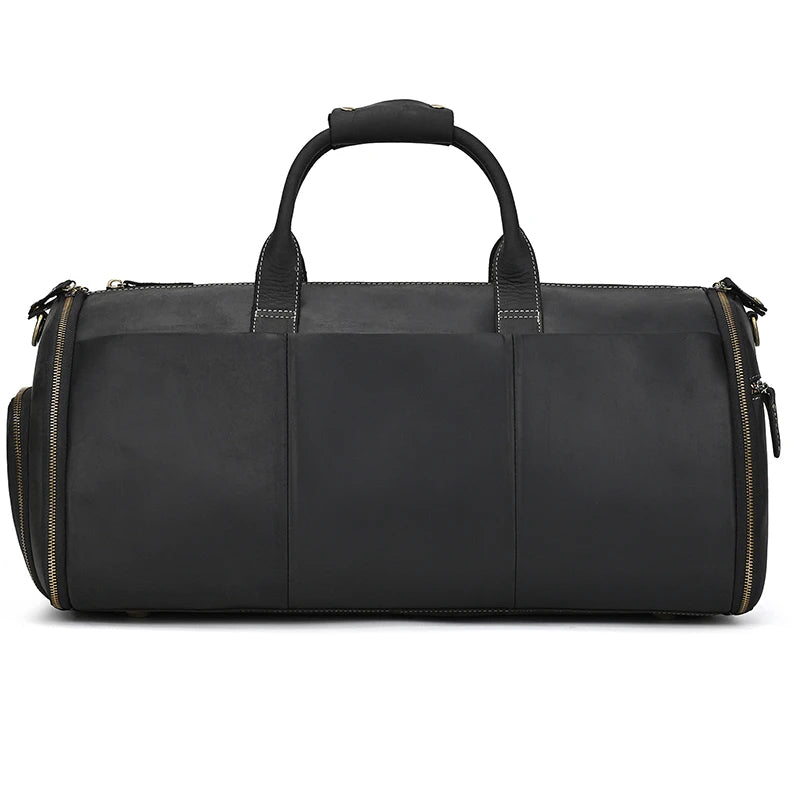 Mala de Viagem de Couro Legítimo Preto Hephaestus Titan