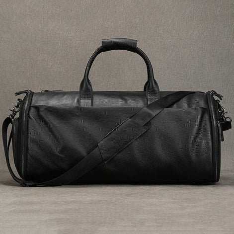 Mala de Viagem de Couro Legítimo Preto Hephaestus Titan