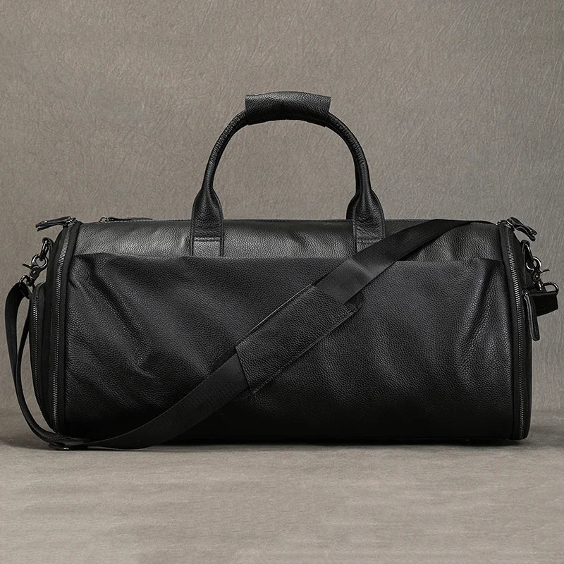 Mala de Viagem de Couro Legítimo Preto Hephaestus Titan