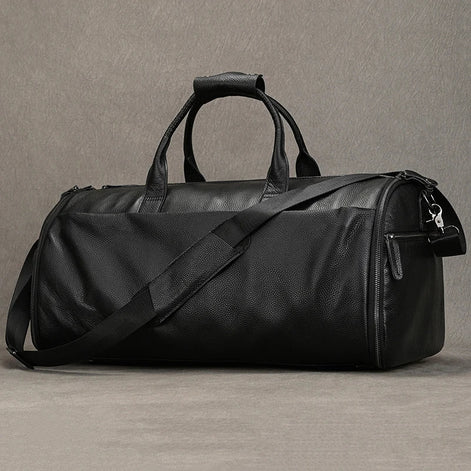 Mala de Viagem de Couro Legítimo Preto Hephaestus Titan